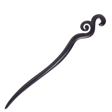 CrystalMood Handmade Carved Wood Hair Stick Spiral 7.25" Ebony
